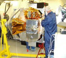 Instruments being mounted in the TVAC